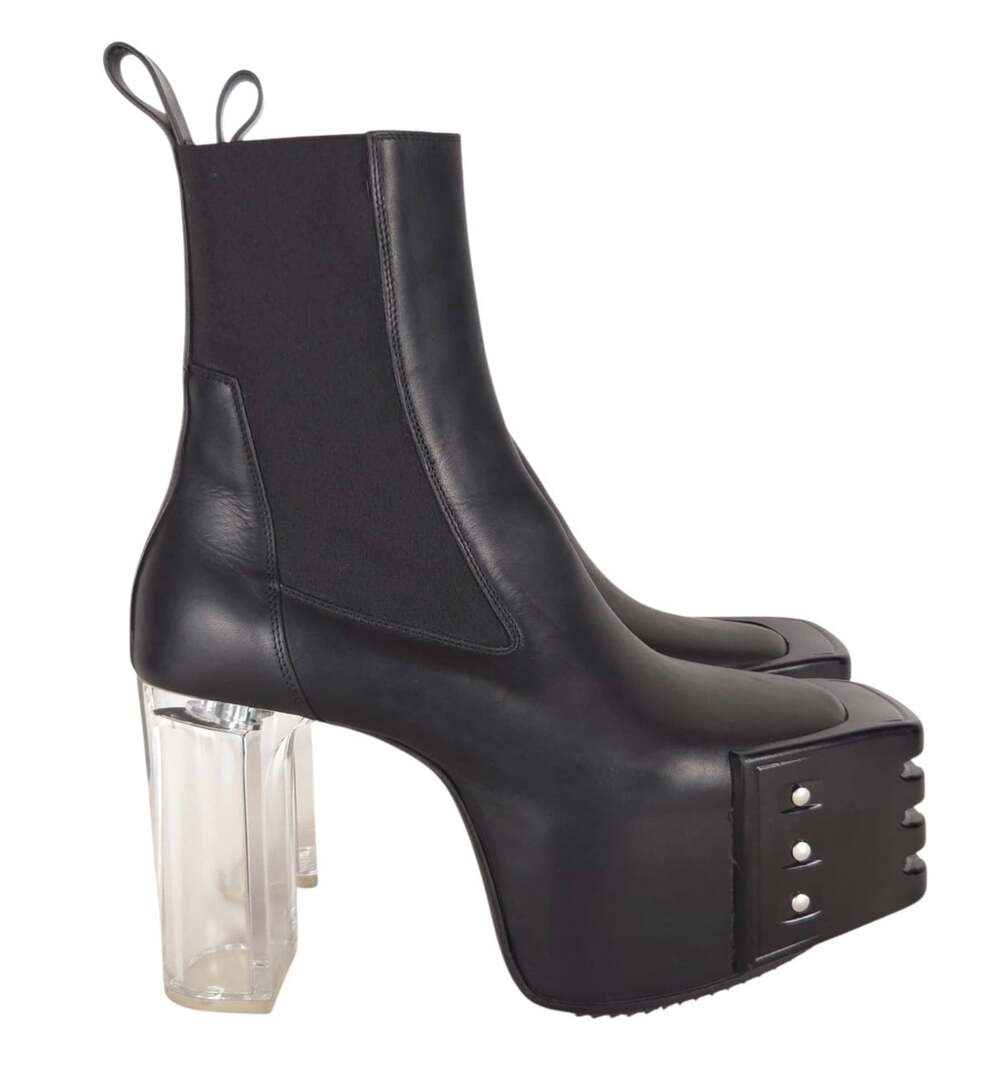 Rick Owens Grilled Kiss Boots US 7.5 EU 40.5 Mens Black Clear Heel $2885